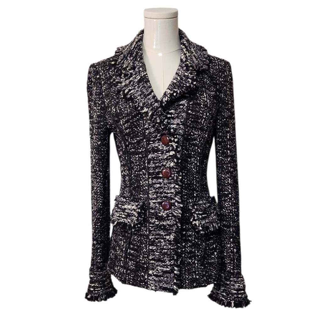St. John Black and White Tweed Blazer
